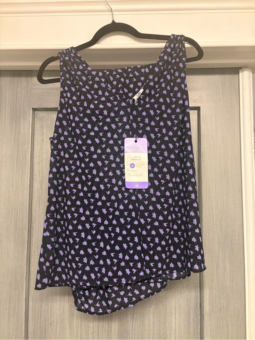 CAbi Black Tank Top and Skirt with Lavender Floral Print